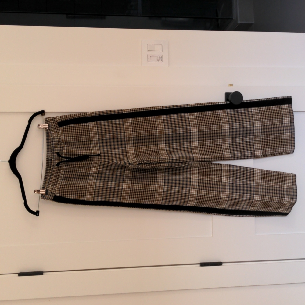 Maje checked wide leg drawstring pants, size 1 FR, size 4 US